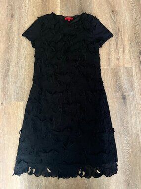 VINTAGE 90s VIVIENNE TAM Dress - Petite/S, Butterfly Floral Applique, Black, Y2K